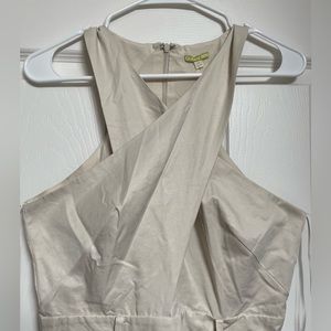 Gianni Bini Khaki Criss Cross Neck Jumpsuit, Size M